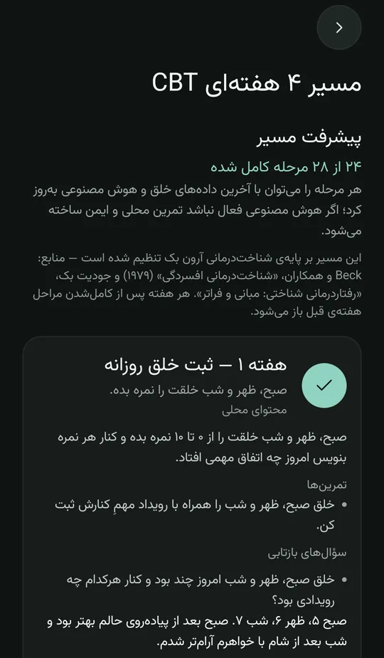 مسیر چهارهفته‌ای CBT
