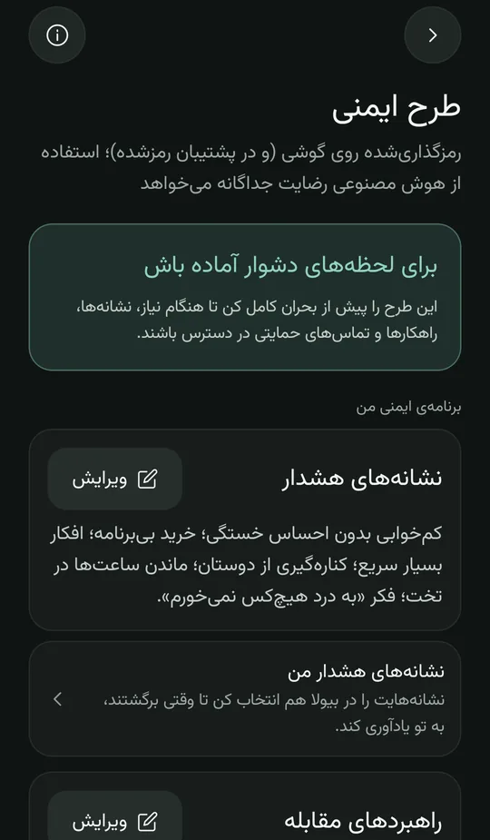 صفحه‌ی طرح ایمنی شخصی